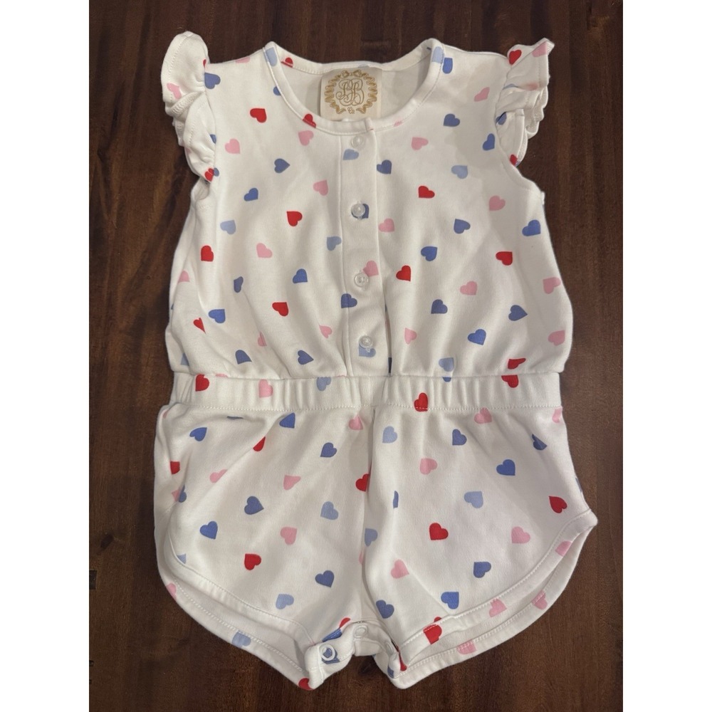 The Beaufort Bonnet Company Marion Rose Romper in Happy Hearts Size 2T